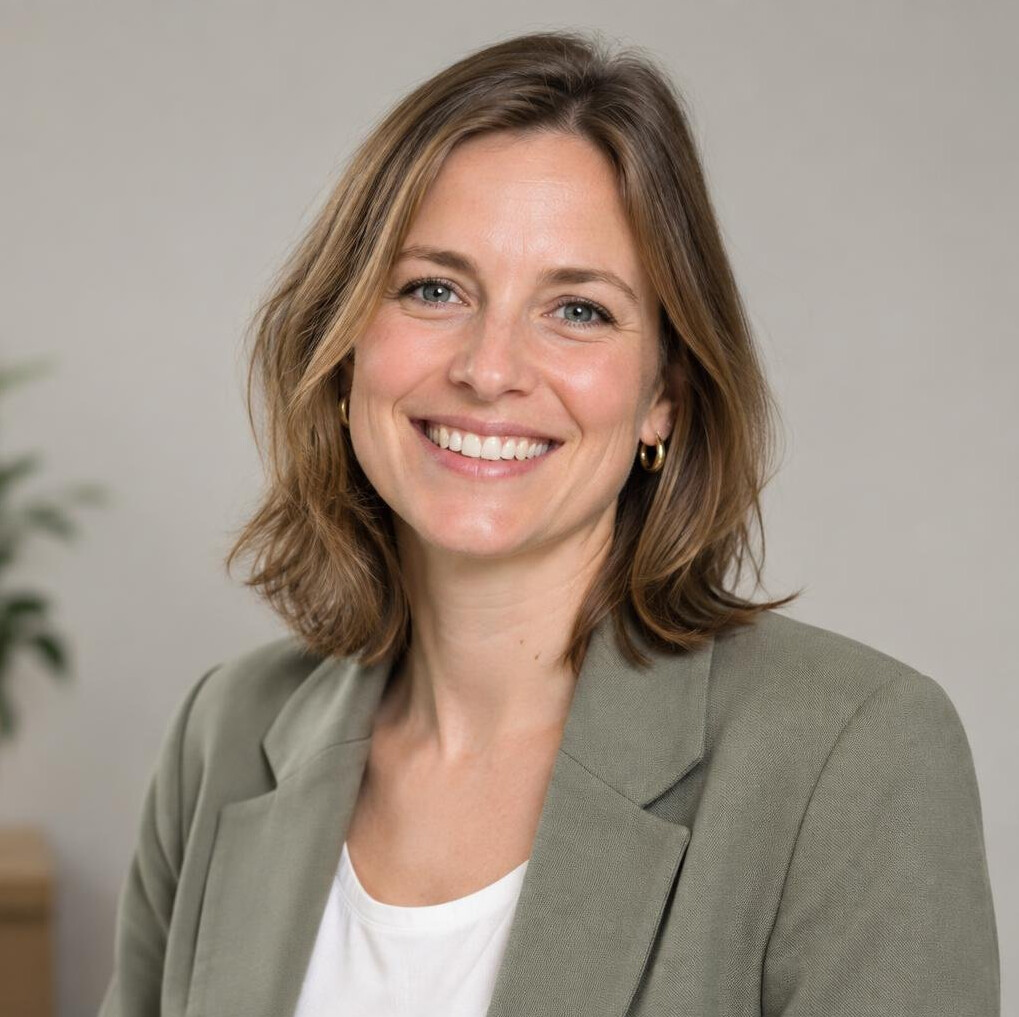 Belgian woman facilitator smiling in an office